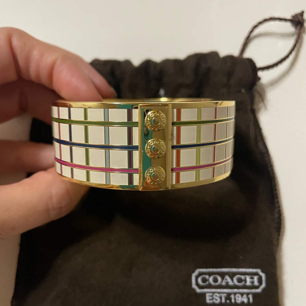 Coach Gold and White bracelet with Geometric Design